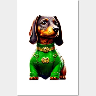 The Scale Master: Dachshund in a Green Scaled Suit Tee Posters and Art